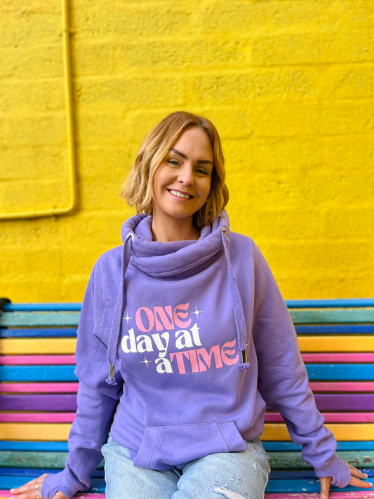 ONE DAY AT A TIME CROSS NECK HOODIE