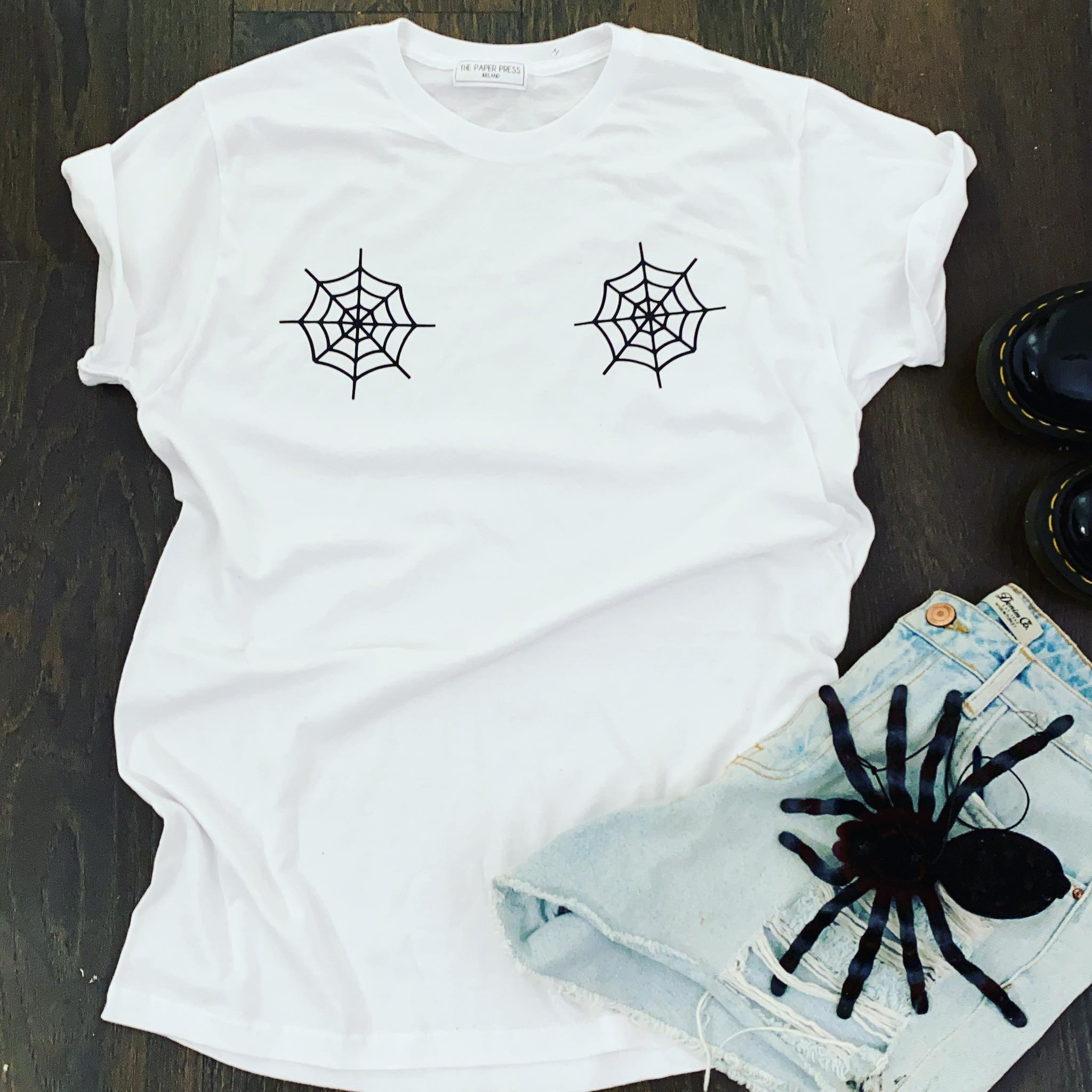 SPIDER WEB BOOBS HALLOWEEN TEE – ThePaperPress