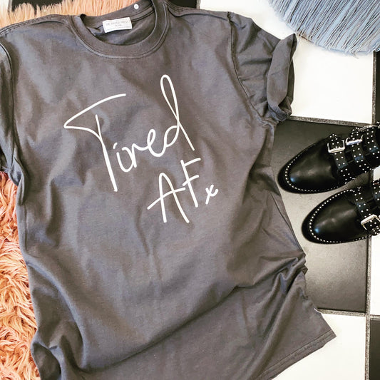 TIRED AF SLOGAN TEE-ThePaperPress