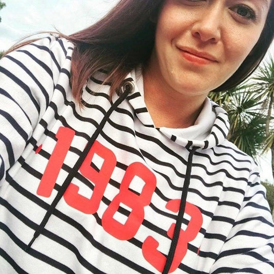 CUSTOM | BIRTH YEAR STRIPEY HOODIE