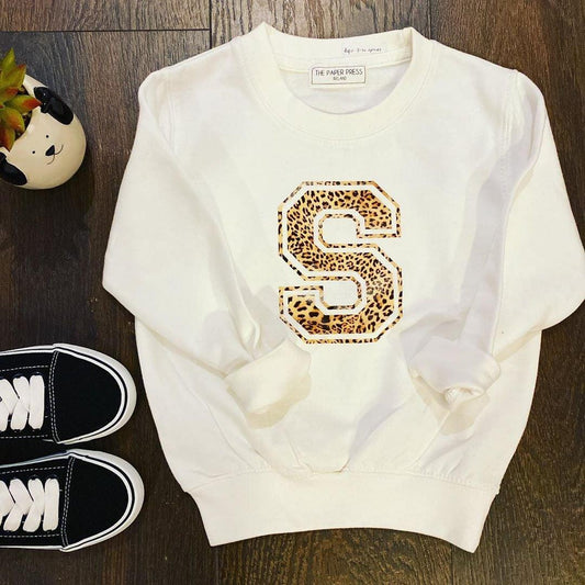 CUSTOM | KIDS LEOPARD INITIAL SWEATER