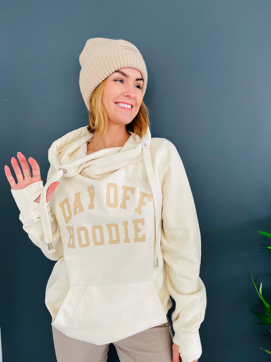 DAY OFF CROSS NECK HOODIE-ThePaperPress