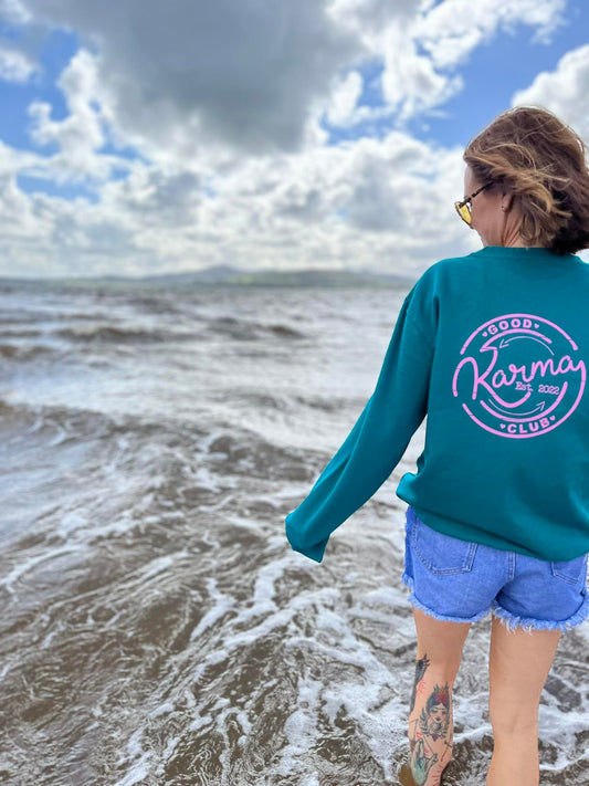 Jade Colour Beach Sweater Sweatshirt New reverse print