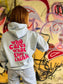 SALE SMALL MOON GREY WHO CARES WHAT THEY THINK HOODIE HOT PINK TEXT