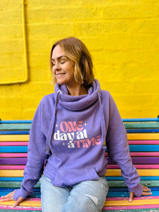 ONE DAY AT A TIME CROSS NECK HOODIE - NEW COLOURS FOR 2024!