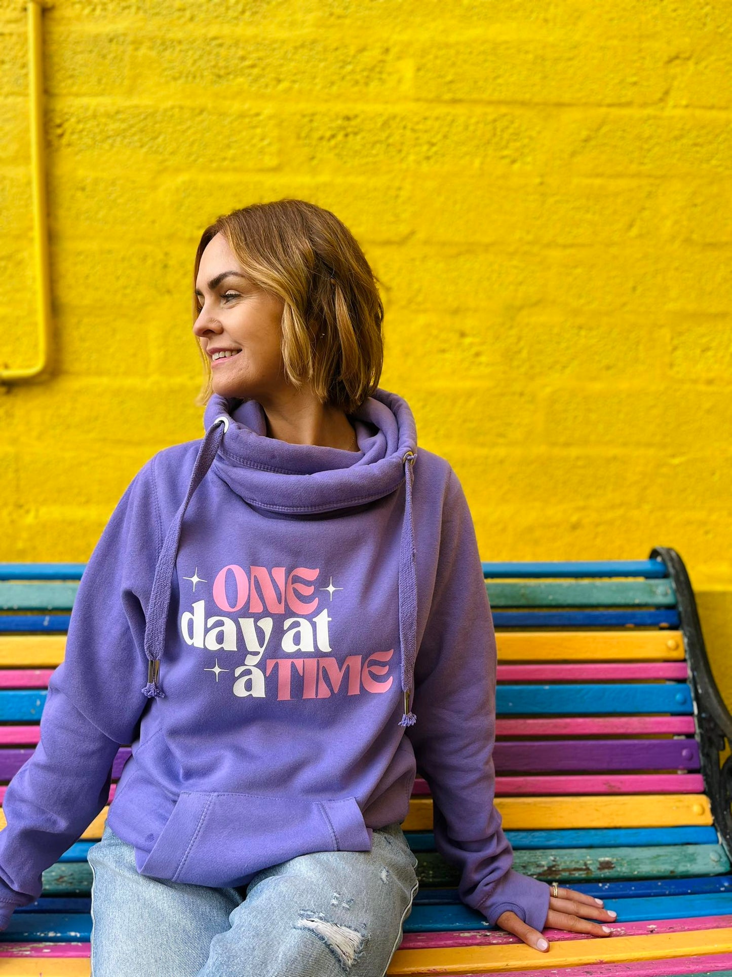 ONE DAY AT A TIME CROSS NECK HOODIE - NEW COLOURS FOR 2024!