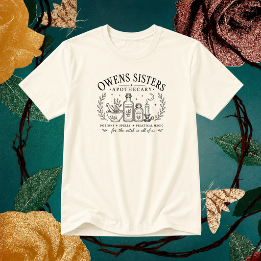 Practical Magic inspired t-shirt, Practical Magic coded tee, witchy t-shirt UK, Owens Sisters inspired tee, apothecary t-shirt, witch aesthetic clothing, autumn graphic tee, spooky season t-shirt, Halloween tee women, cosy autumn outfit, witchy graphic t-shirt, movie inspired t-shirt, small business clothing UK