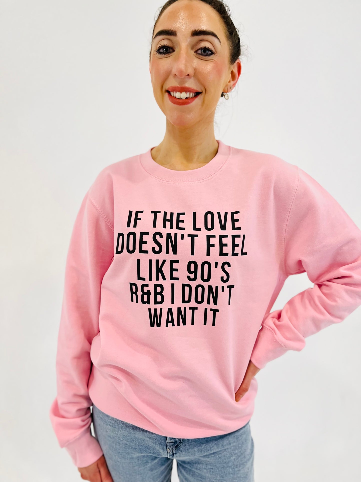 LARGE DUSTY ROSE R&B HOODIE WHITE TEXT