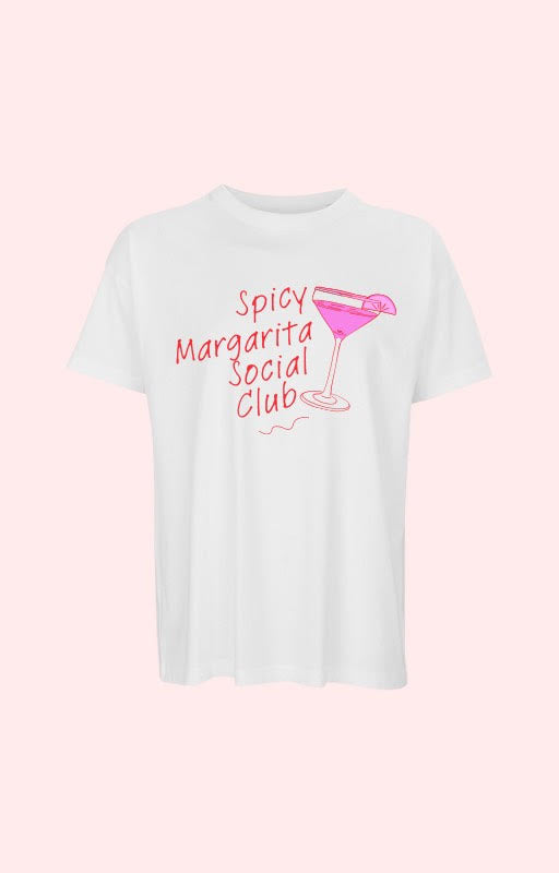 SPICY MARGARITA SOCIAL CLUB WHITE BOYFRIEND FIT TEE (NEXT DAY DISPATCH!)