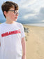 kids summer slogan tee t-shirt white red text road tripping