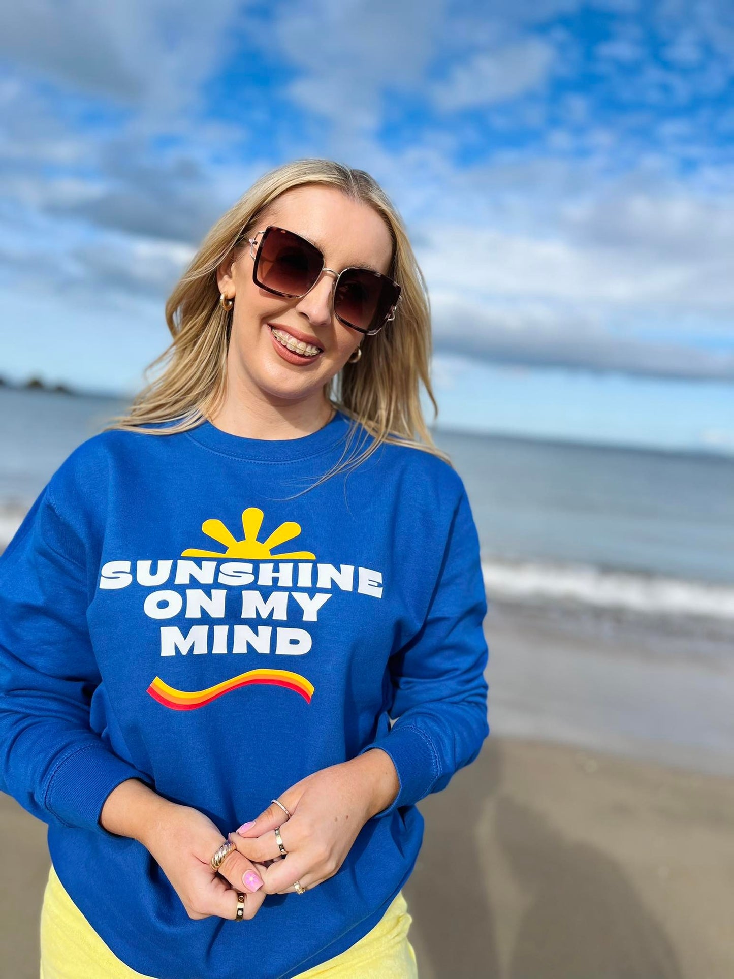 Royal blue summer slogan sweater sweatshirt sunshine 
